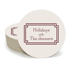 Your Text in Double Frame Round Coasters