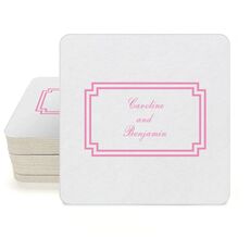 Your Text in Double Frame Square Coasters