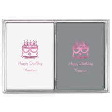 Sweet Floral Birthday Cake Double Deck Playing Cards