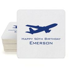Jumbo Airliner Square Coasters