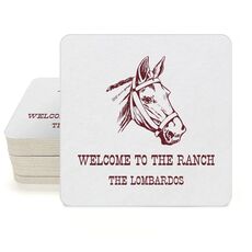 Outlined Horse Square Coasters