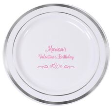 Two Hearts on a Vine Premium Banded Plastic Plates