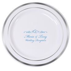 Two Hearts on a Vine Premium Banded Plastic Plates