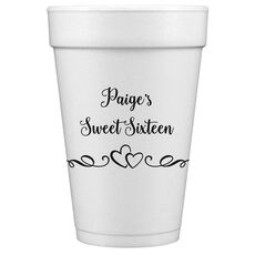 Two Hearts on a Vine Styrofoam Cups