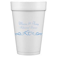 Two Hearts on a Vine Styrofoam Cups