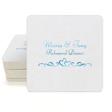 Two Hearts on a Vine Square Coasters