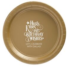 Hugs Kisses and Birthday Wishes Paper Plates