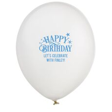 Happy Birthday with Stars Latex Balloons