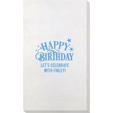 Happy Birthday with Stars Bamboo Luxe Guest Towels
