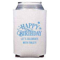 Happy Birthday with Stars Collapsible Koozies