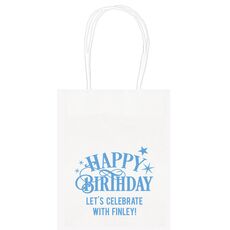 Happy Birthday with Stars Mini Twisted Handled Bags