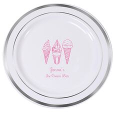 Ice Cream Cone Trio Premium Banded Plastic Plates