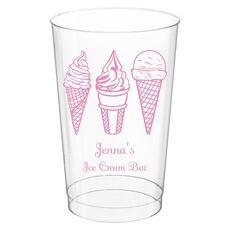 Ice Cream Cone Trio Clear Plastic Cups