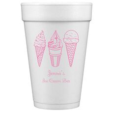 Ice Cream Cone Trio Styrofoam Cups