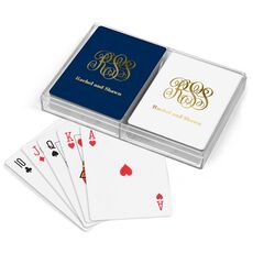 Large Script Monogram with Text Double Deck Playing Cards