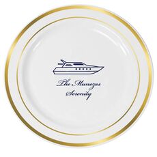 Outlined Yacht Premium Banded Plastic Plates
