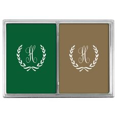 Laurel Wreath with Initial Double Deck Playing Cards