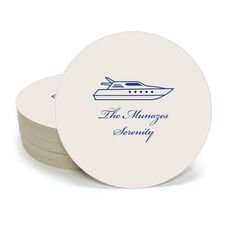 Outlined Yacht Round Coasters