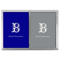 Pick Your Single Initial with Text Double Deck Playing Cards