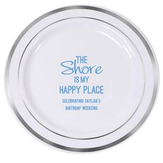 The Shore Is My Happy Place Premium Banded Plastic Plates