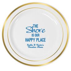 The Shore Is Our Happy Place Premium Banded Plastic Plates