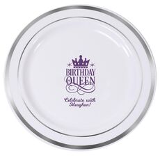 Birthday Queen Premium Banded Plastic Plates
