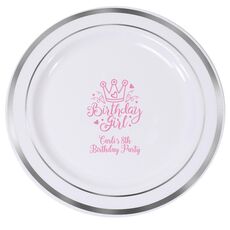 Birthday Girl Premium Banded Plastic Plates