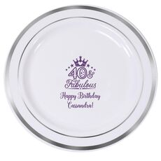 40 & Fabulous Crown Premium Banded Plastic Plates