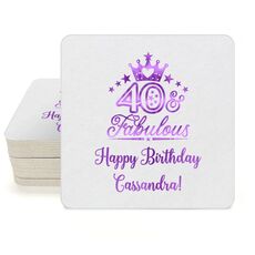 40 & Fabulous Crown Square Coasters