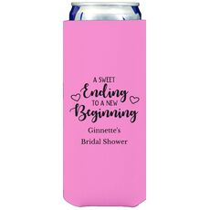 A Sweet Ending to a New Beginning Collapsible Slim Koozies