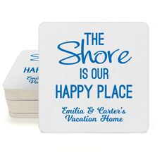 The Shore Is Our Happy Place Square Coasters