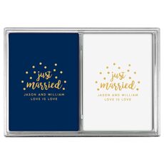 Confetti Dots Just Married Double Deck Playing Cards