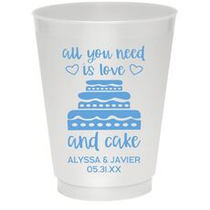 All You Need Is Love and Cake Colored Shatterproof Cups