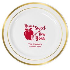 Have a Sweet New Year Premium Banded Plastic Plates