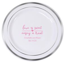 Love is Sweet Enjoy a Treat Premium Banded Plastic Plates