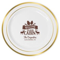 Welcome to Our Cabin Premium Banded Plastic Plates
