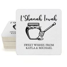 L'Shanah Tovah Honey Pot Square Coasters