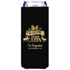 Welcome to Our Cabin Collapsible Slim Koozies
