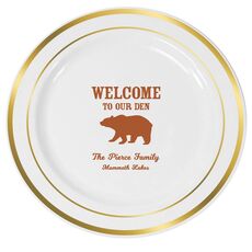 Welcome To Our Den Premium Banded Plastic Plates