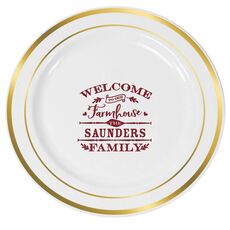 Welcome To Our Farmhouse Premium Banded Plastic Plates