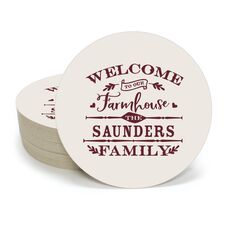 Welcome To Our Farmhouse Round Coasters