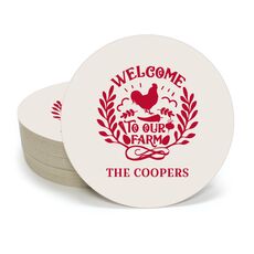 Welcome To Our Farm Round Coasters