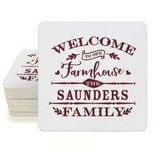 Welcome To Our Farmhouse Square Coasters