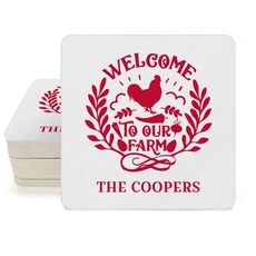 Welcome To Our Farm Square Coasters