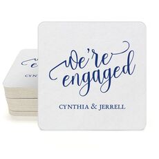 We're Engaged Square Coasters