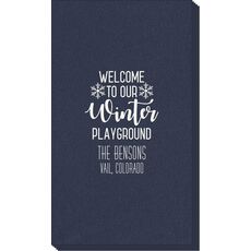 Welcome To Our Winter Playground Linen Like Guest Towels