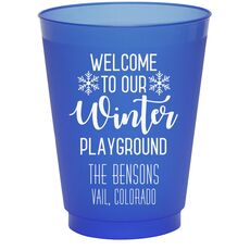 Welcome To Our Winter Playground Colored Shatterproof Cups
