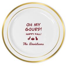 Oh My Gourd Premium Banded Plastic Plates