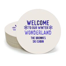 Welcome To Our Winter Wonderland Round Coasters