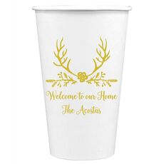 Pine Berry Antlers Paper Coffee Cups
